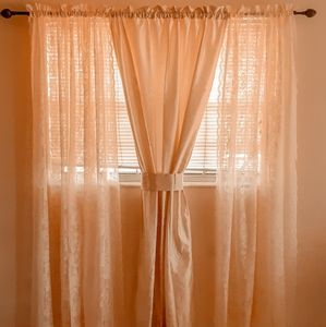 3 Panel Sheer Lace & Solid Curtains
